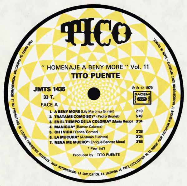 Tito Puente : Homenaje A Beny Vol. 2 (LP, Album)