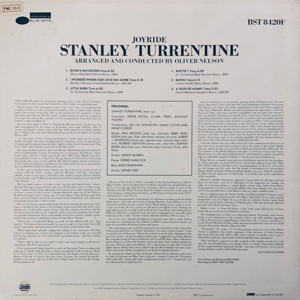 Stanley Turrentine : Joyride (LP, Album, RE, RM, DMM)