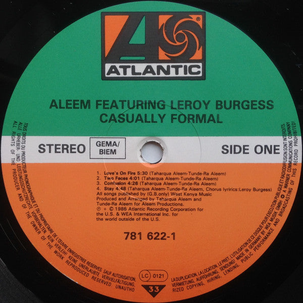 Aleem Featuring Leroy Burgess : Casually Formal (LP, Album)
