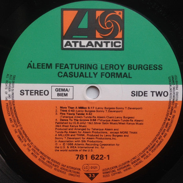 Aleem Featuring Leroy Burgess : Casually Formal (LP, Album)