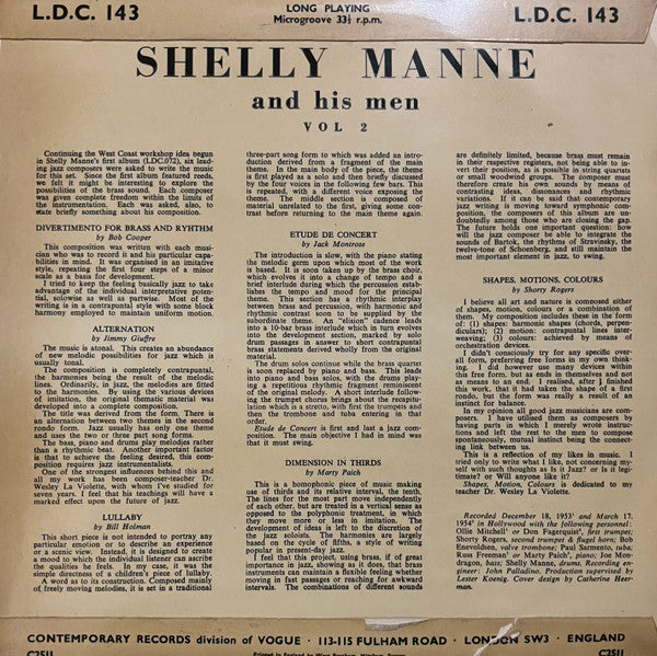 Shelly Manne : Vol. 2 (10", Album)