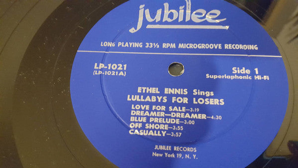 Ethel Ennis : Lullabies For Losers (LP, Album, Mono)