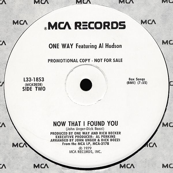 One Way Featuring Al Hudson : Music (12", Promo)