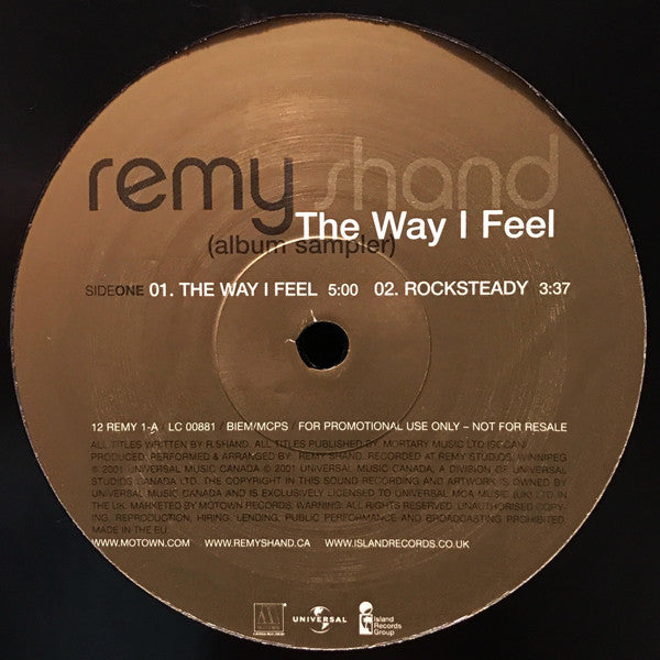Remy Shand : The Way I Feel (Album Sampler) (12", Promo, Smplr)