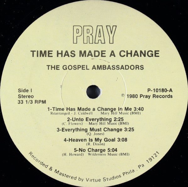 The Gospel Ambassadors With Jay Caldwell : Time Has Made A Change In Me (LP, Album)