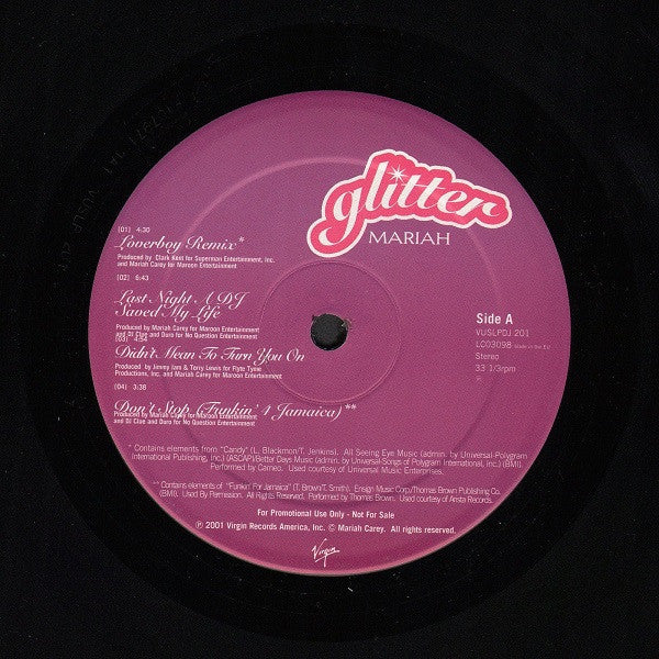Mariah Carey : Glitter (2xLP, Album, Promo)