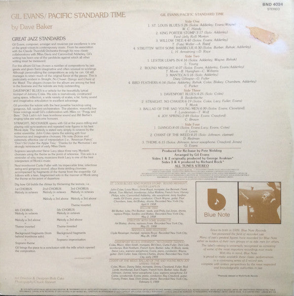 Gil Evans : Pacific Standard Time (2xLP, Comp, RE)