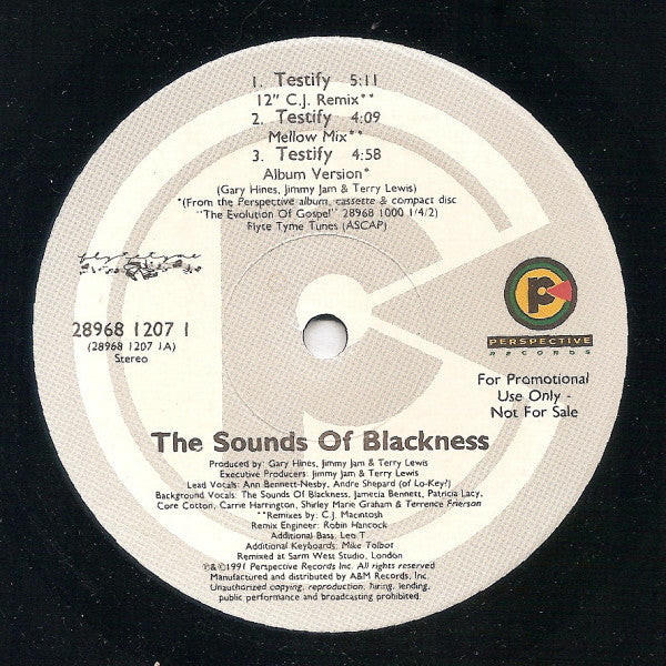 Sounds Of Blackness : Testify (12", Promo)