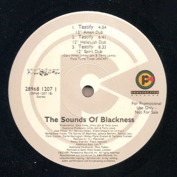 Sounds Of Blackness : Testify (12", Promo)