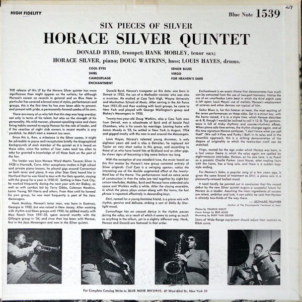The Horace Silver Quintet : 6 Pieces Of Silver (LP, Album, Mono, RP)