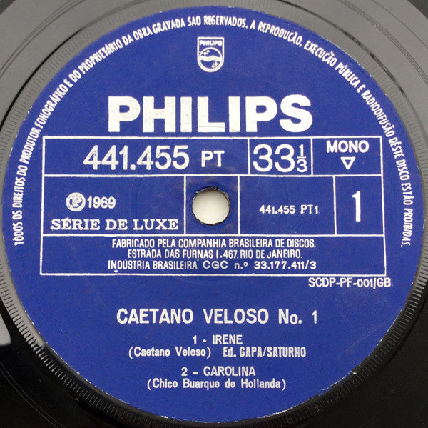 Caetano Veloso : Caetano Veloso N° 1 (7", Single, Mono)