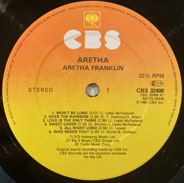 Aretha Franklin With The Ray Bryant Combo : Aretha (LP, Album, RE)