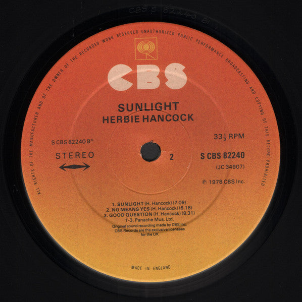 Herbie Hancock : Sunlight (LP, Album)