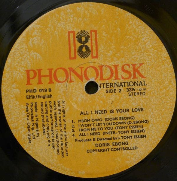 Doris Ebong : All I Need Is Your Love (LP, Album)
