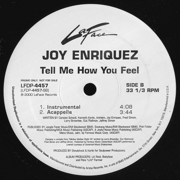 Joy Enriquez : Tell Me How You Feel (12", Promo)