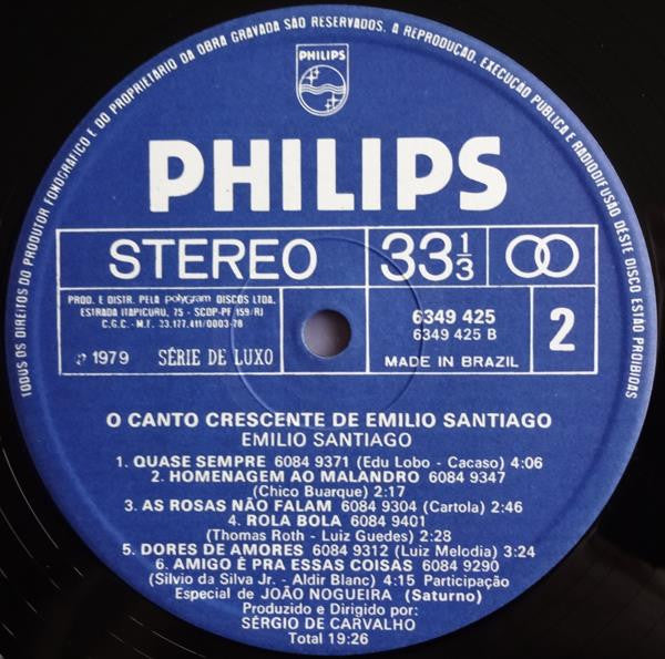 Emilio Santiago : O Canto Crescente De Emilio Santiago (LP, Album)