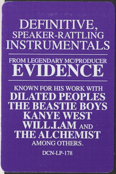 Evidence (2) : Green Tape Instrumentals (LP, Album, Tra)