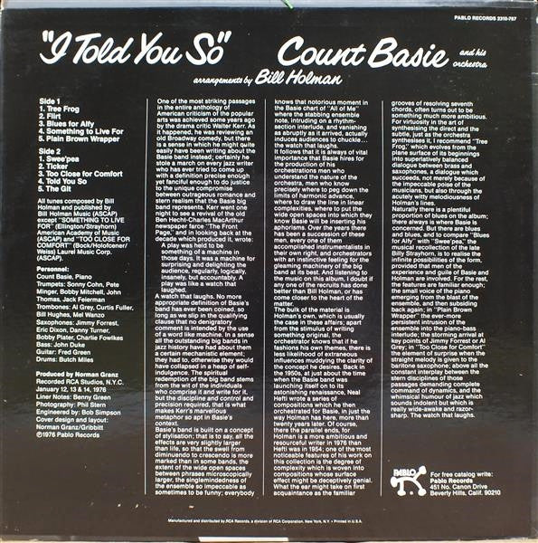 Count Basie And His Orchestra* : I Told You So (LP, Album)