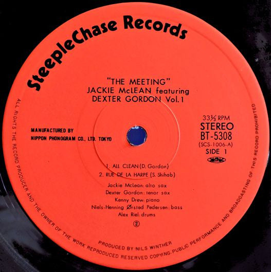 Jackie McLean Featuring Dexter Gordon : The Meeting Vol. 1 (LP, Album, RE)