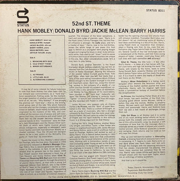 Hank Mobley / Donald Byrd / Jackie McLean / Barry Harris (2) : 52nd St. Theme (LP, Album, Mono, RE)