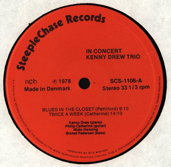 Kenny Drew, Niels-Henning Ørsted Pedersen, Philip Catherine : In Concert (LP, Album)