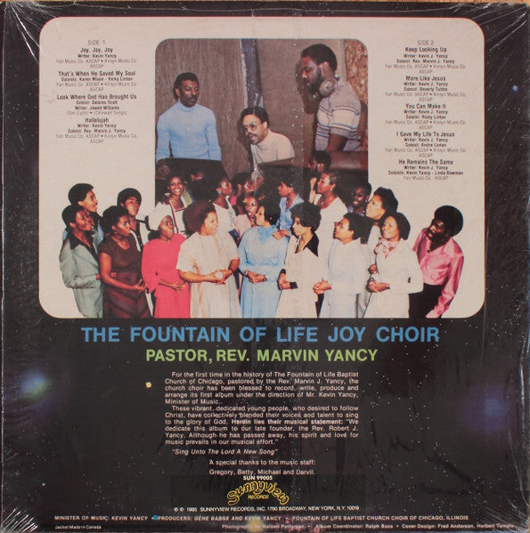 Fountain Of Life Joy Choir Featuring  Marvin Yancy : The Fountain Of Life Joy Choir Volume 1 (LP, Album, RE)