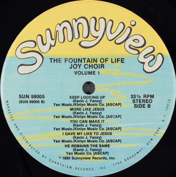Fountain Of Life Joy Choir Featuring  Marvin Yancy : The Fountain Of Life Joy Choir Volume 1 (LP, Album, RE)
