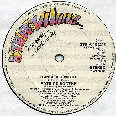 Patrick Boothe : Dance All Night (12")