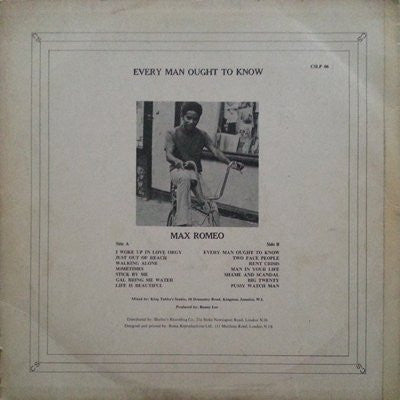 Max Romeo : Every Man Ought To Know (LP, Album)