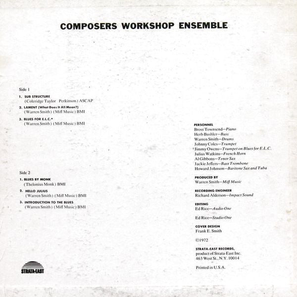 Composers Workshop Ensemble* With Warren Smith : Composers Workshop Ensemble (LP, Album)