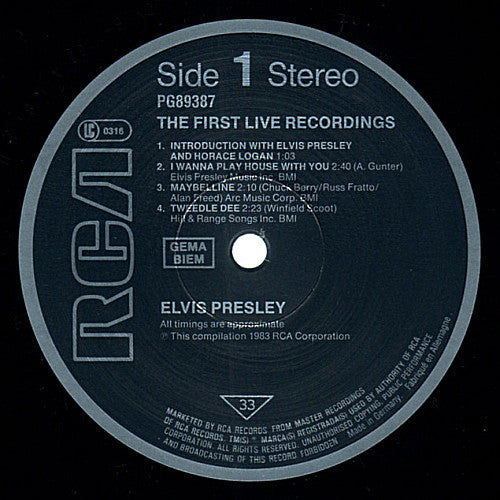 Elvis Presley : The First Live Recordings  (LP, Album)