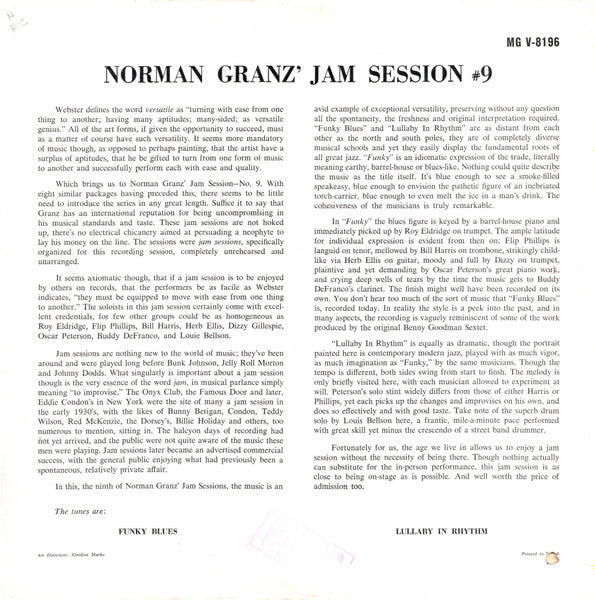Various : Norman Granz' Jam Session #9 (LP, Album, Mono, RE)