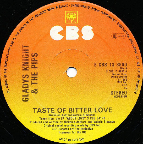 Gladys Knight And The Pips : Taste Of Bitter Love (12", Single)