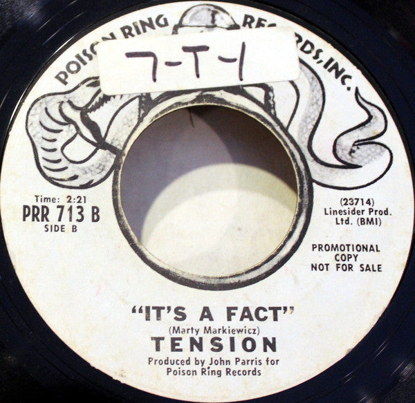 Tension (9) : Does Anybody Really Know What Time It Is / It's A Fact (7", Single, Promo, Styrene)