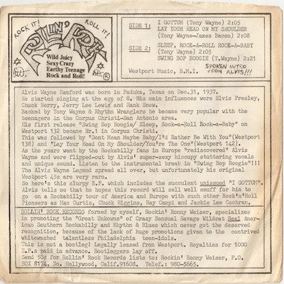 Alvis Wayne & The Rhythm Wranglers : I Gottum (7", EP)