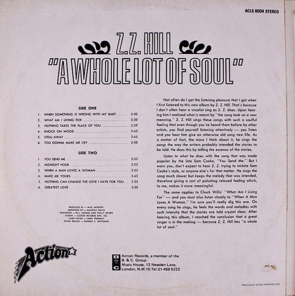 Z.Z. Hill : A Whole Lot Of Soul (LP, Album)