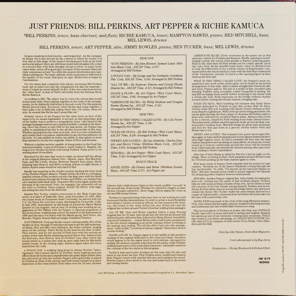 Bill Perkins, Art Pepper & Richie Kamuca : Just Friends (LP, Album, Mono, Ltd, RE, RM, 180)