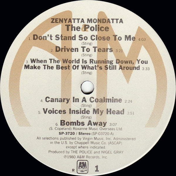 The Police : Zenyatta Mondatta (LP, Album, RE, R -)