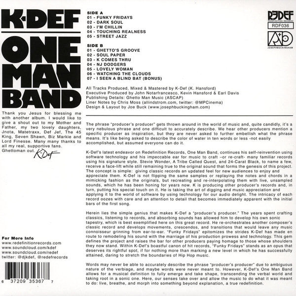 K-Def : One Man Band (LP, Album, RP, Sil)