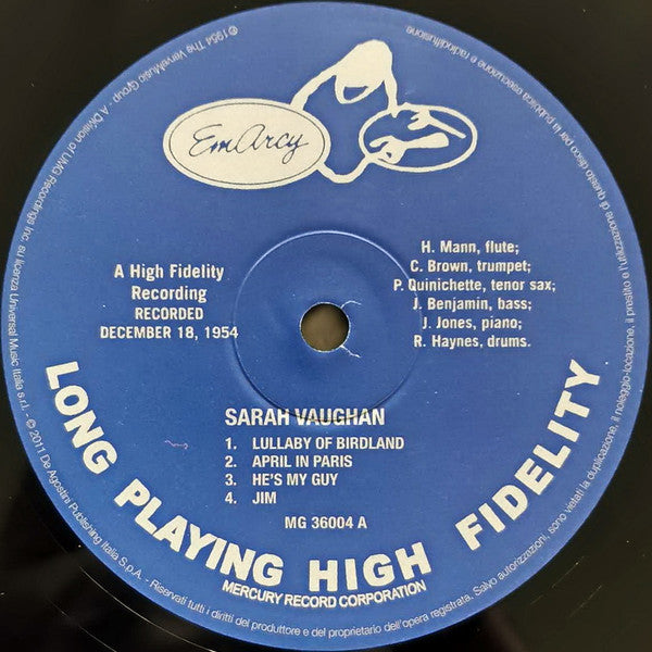 Sarah Vaughan : Sarah Vaughan (LP, Album, Mono, RE, 180)
