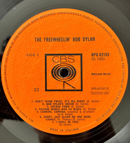 Bob Dylan : The Freewheelin' Bob Dylan (LP, Album, Mono, Phi)