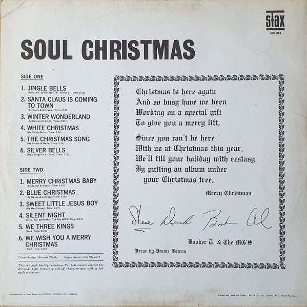 Booker T And The MG's* : Soul Christmas  (LP, Album)