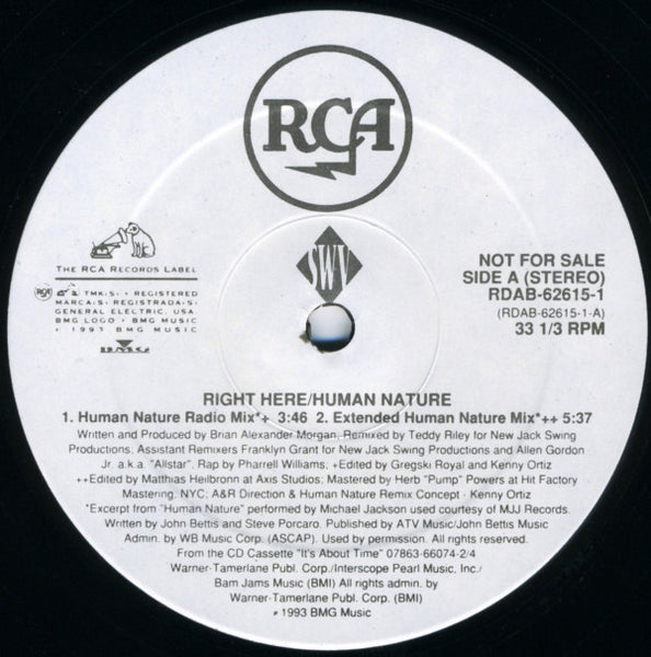 SWV : Right Here / Human Nature (12", Single, Promo)