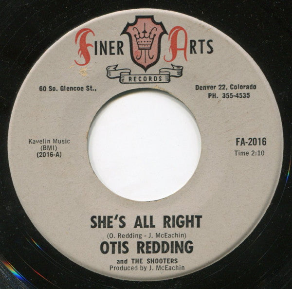 Otis Redding And The Shooters : She's All Right / Tuff Enuff (7", Single, RE)