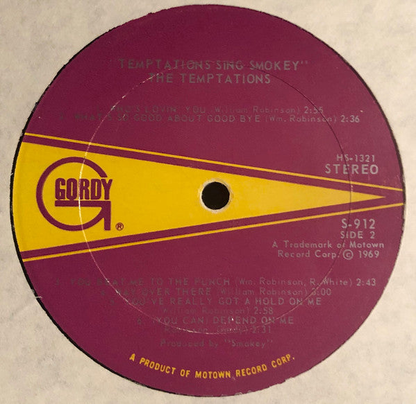 The Temptations : The Temptations Sing Smokey (LP, Album, RE)