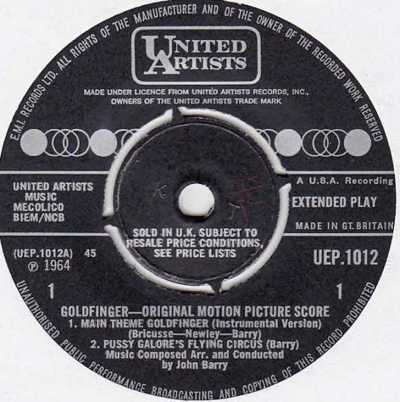 John Barry : Excerpts From Goldfinger (Original Motion Picture Score) (7", EP)