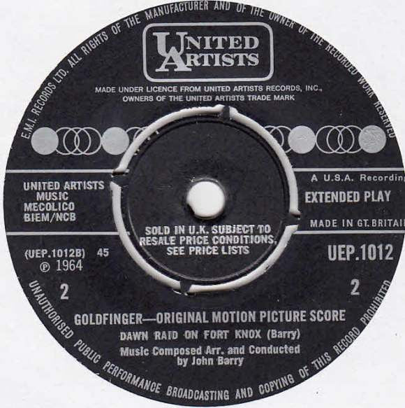 John Barry : Excerpts From Goldfinger (Original Motion Picture Score) (7", EP)