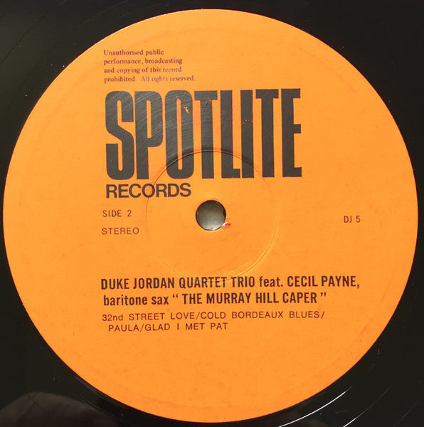 Duke Jordan Trio And Quartet* Featuring Cecil Payne : The Murray Hill Caper (LP, Album)