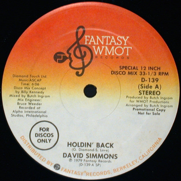 David Simmons (2) : Holdin' Back (12", Promo)