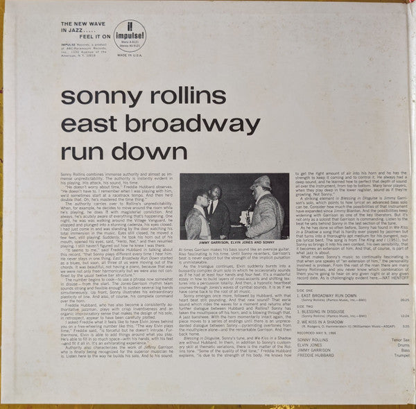 Sonny Rollins : East Broadway Run Down (LP, Album, Mono, Gat)